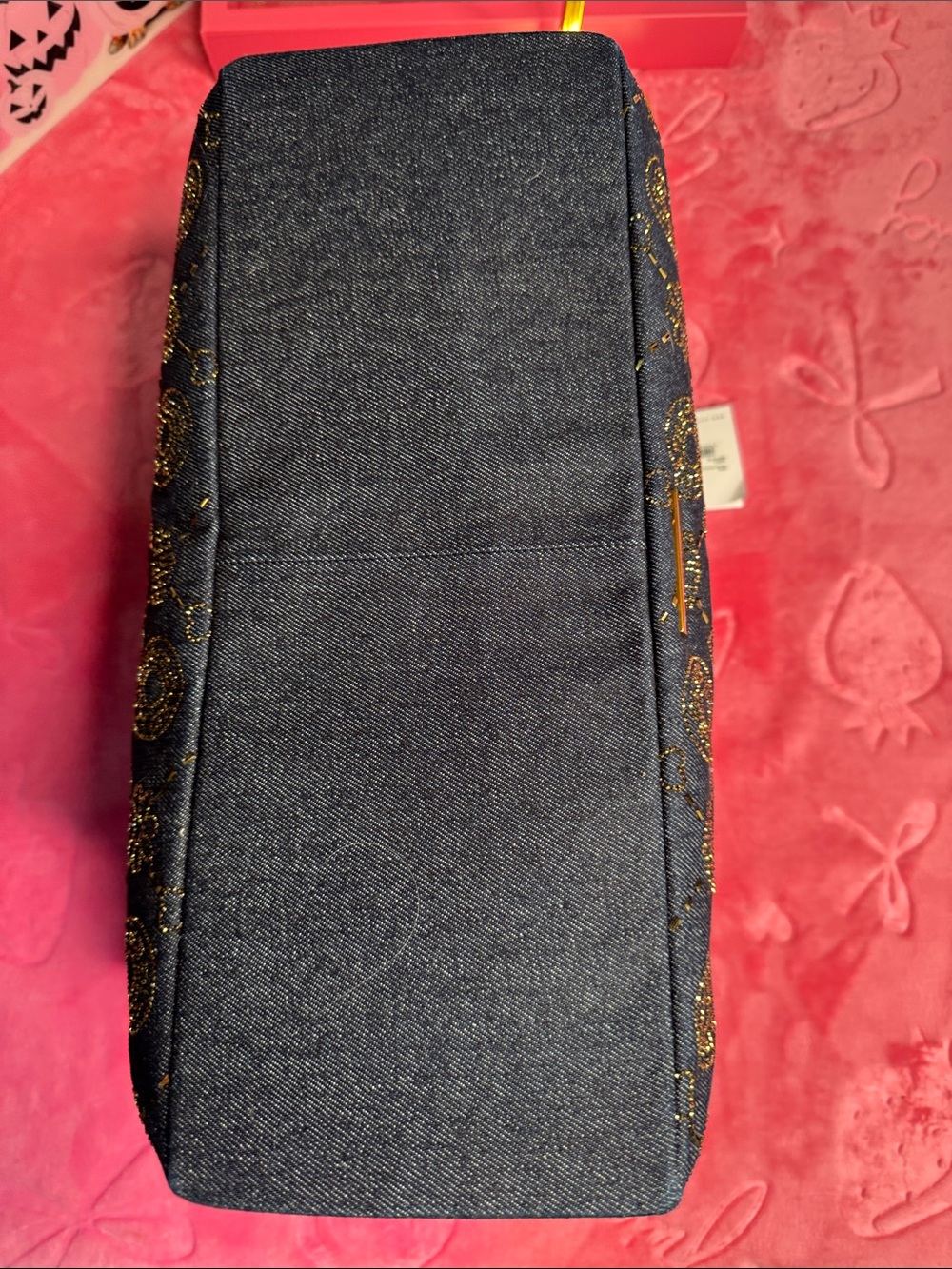 Kurt Geiger Rare XXL Battersea Denim Sparkle Bag - Dark Gold Chain NWT - Picture 8 of 17